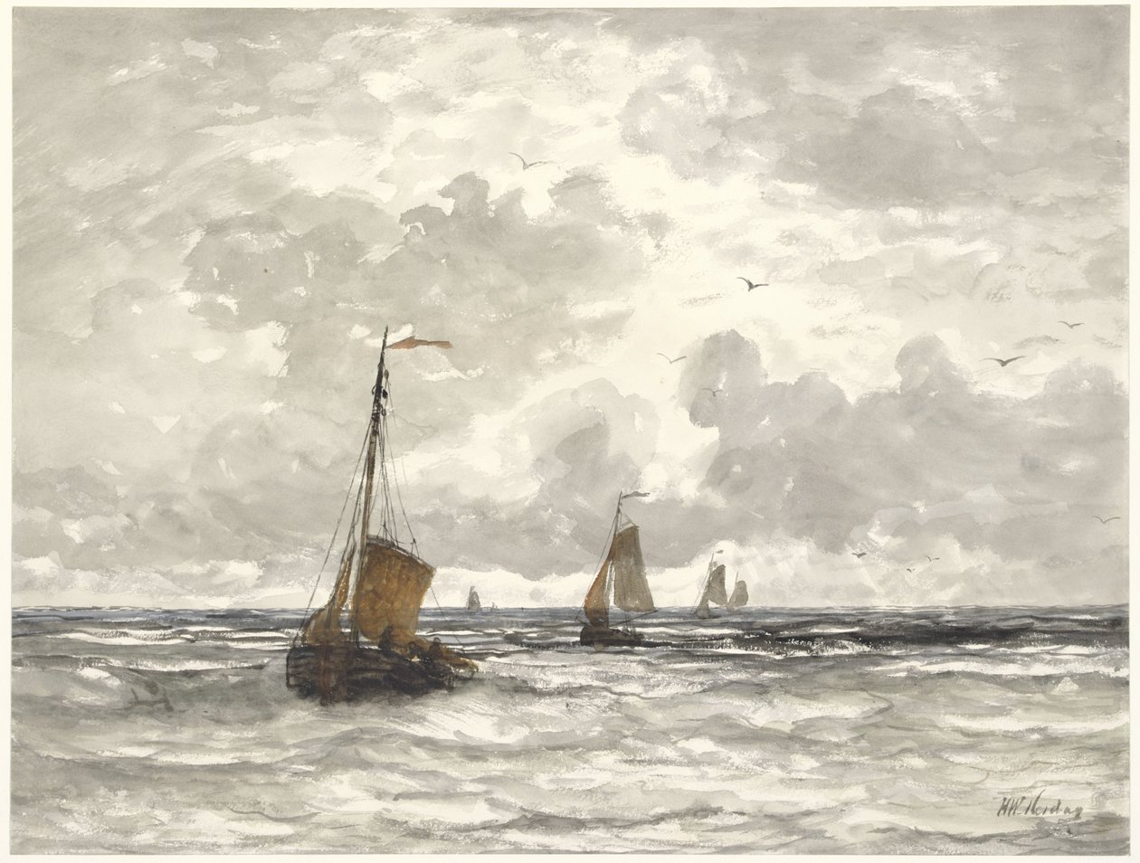 Kırıcılarda Balıkçı Tekneleri by Hendrik Willem Mesdag