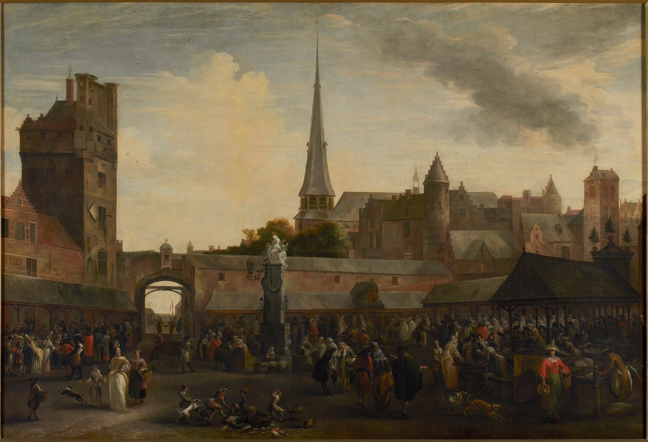 Anvers'teki Balık Pazarı, 1695. by Hendrik van Minderhout