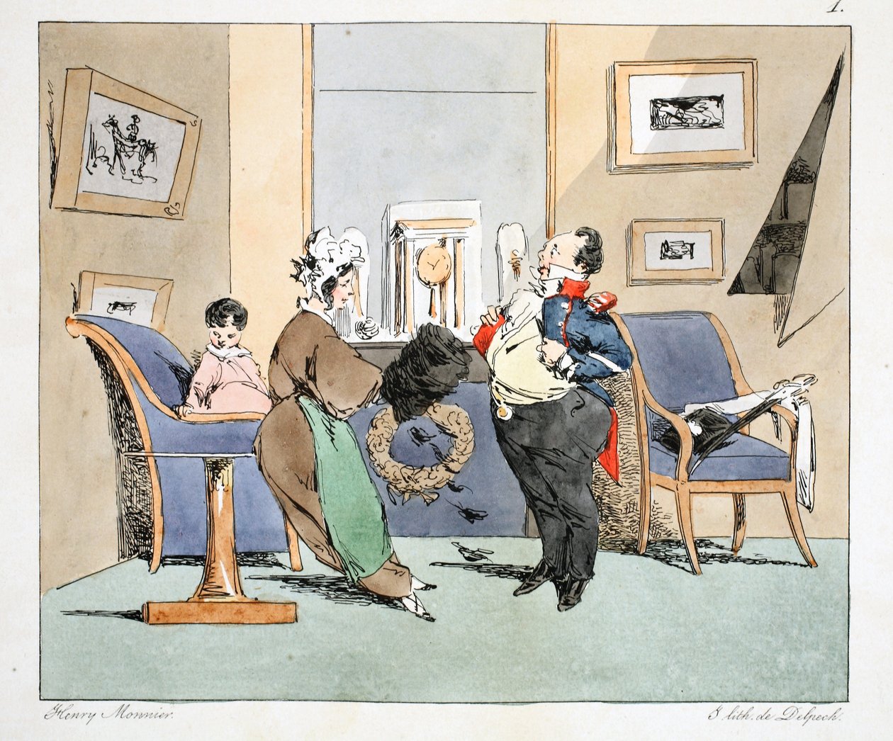 Madam Ledru, Çok Güçlü Oldum, c.1828 (el boyaması taş) by Henri Bonaventure Monnier