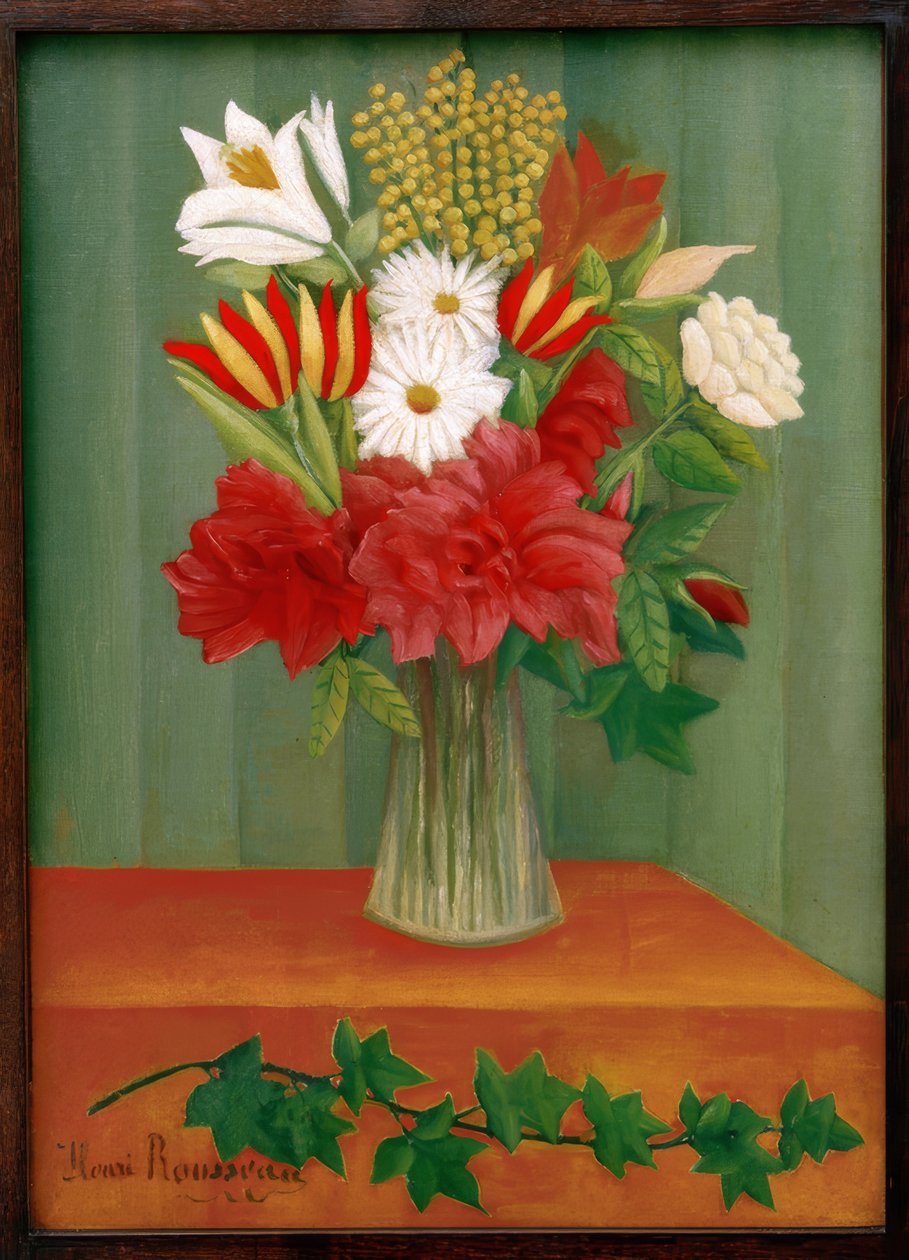 Sarmaşık dalında çiçek buketi by Henri Rousseau