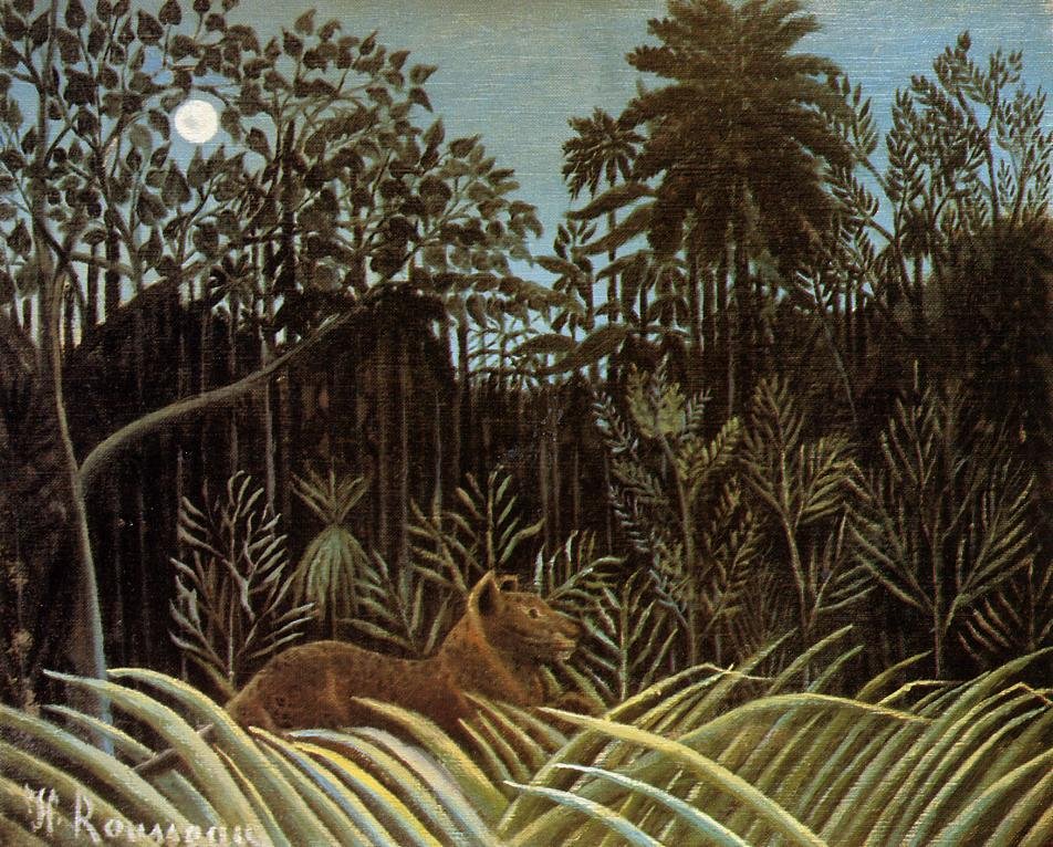 Aslan ile orman by Henri Rousseau