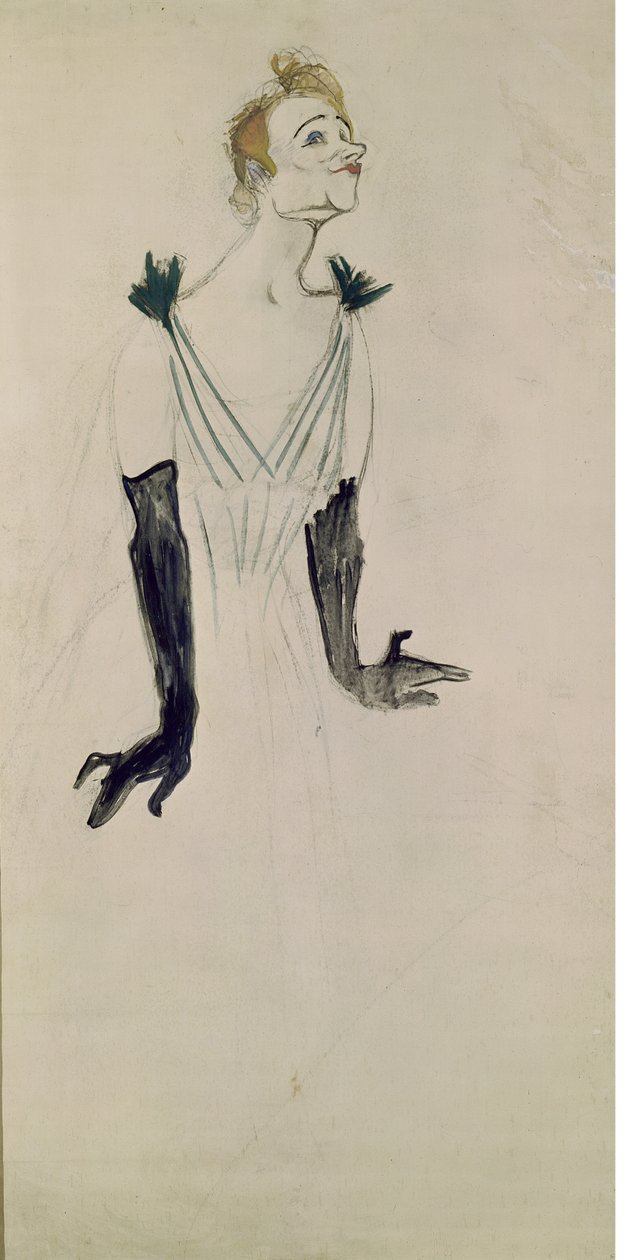 Yvette Guilbert (1865-1944), 1894 (kömür ve yağ) by Henri de Toulouse Lautrec