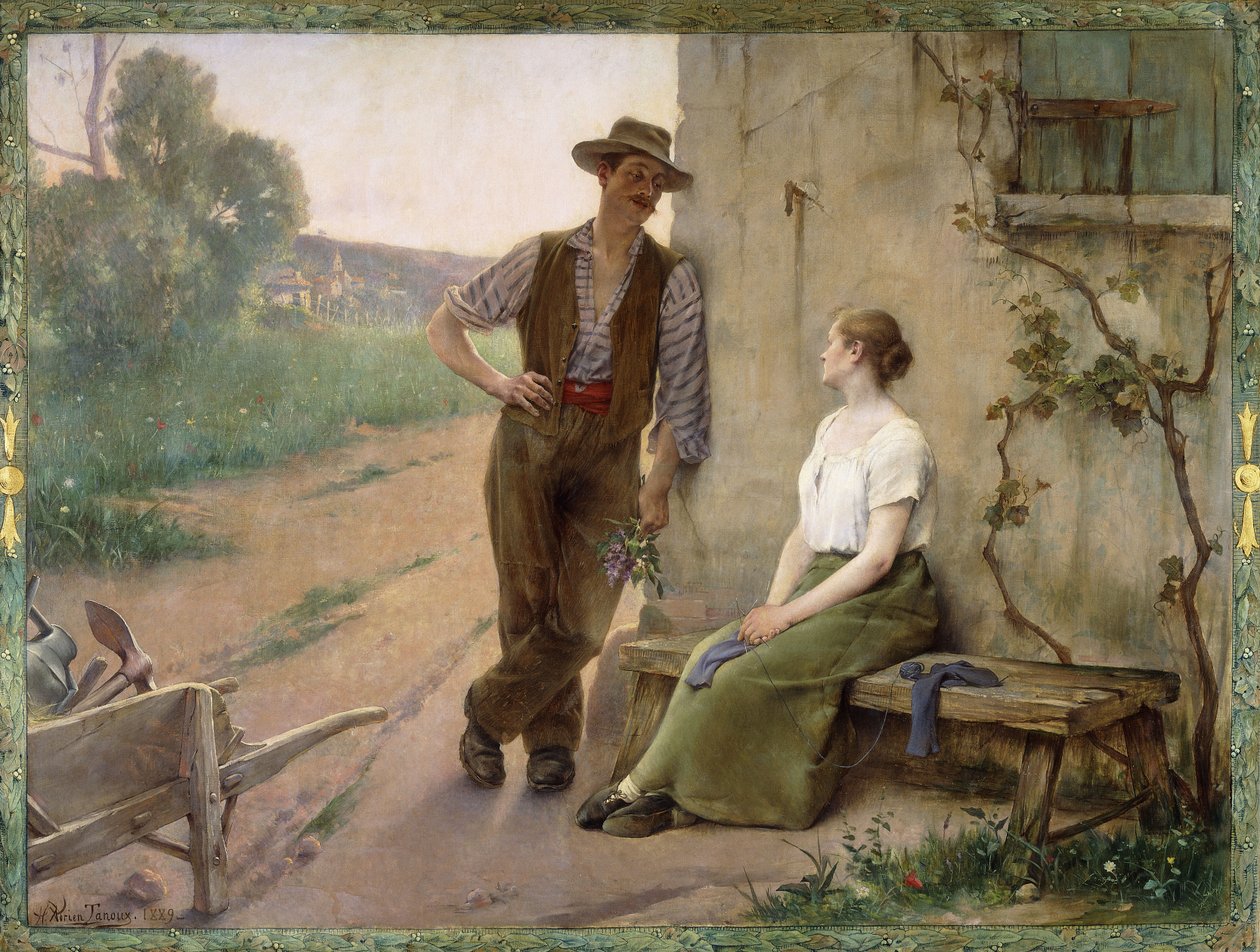 Çiftlik Avlusunda Köylü Çift, 1889 by Henri Adrien Tanoux
