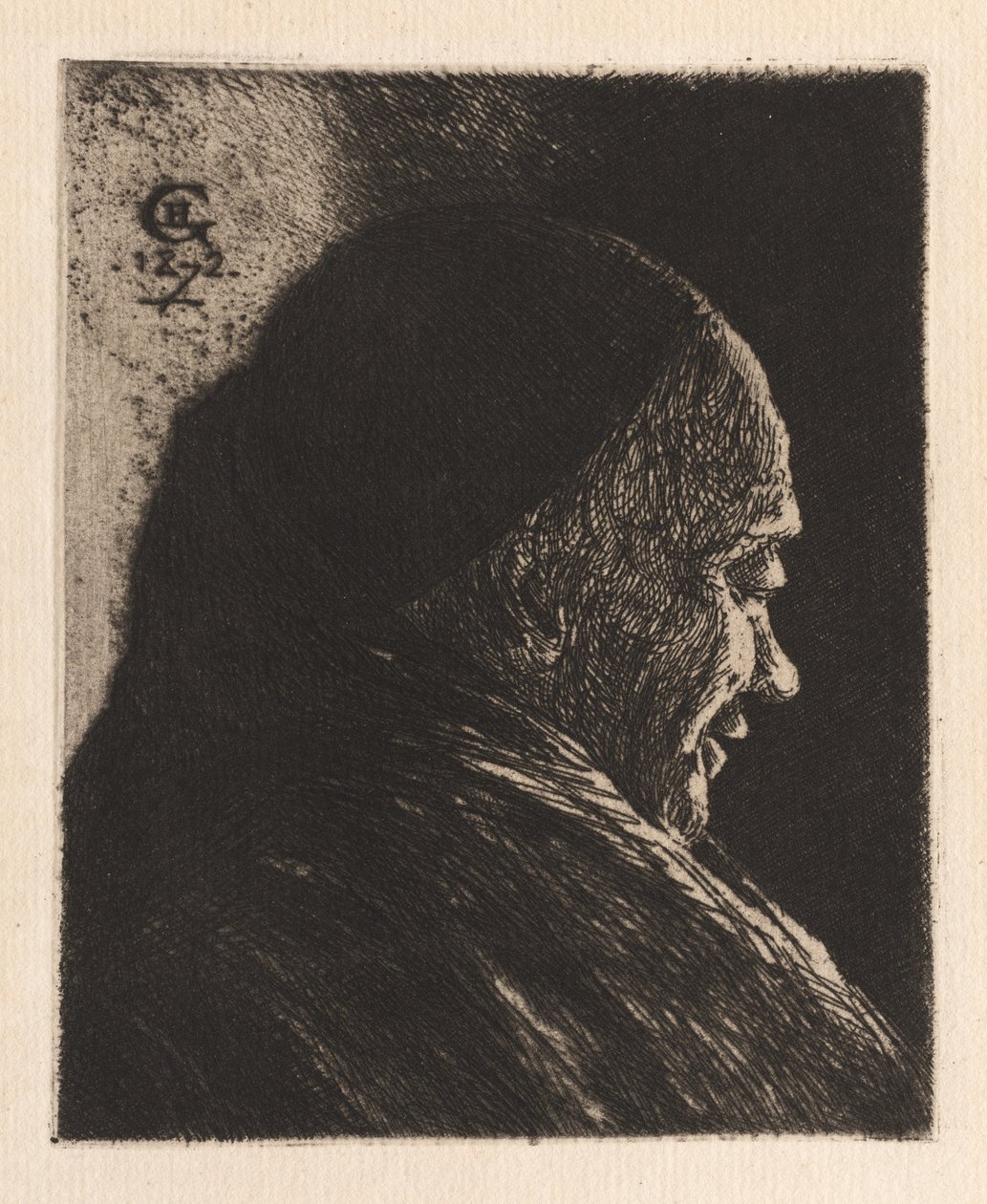 Yaşlı Bir Adamın Başı, 1872. by Henri Charles Guérard