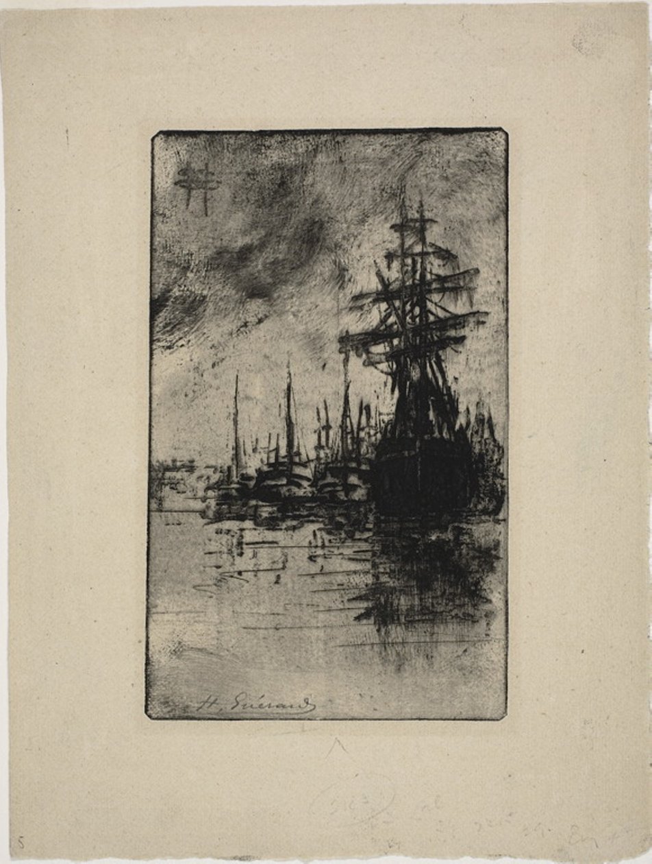 Su üzerinde yelkenliler by Henri Charles Guérard