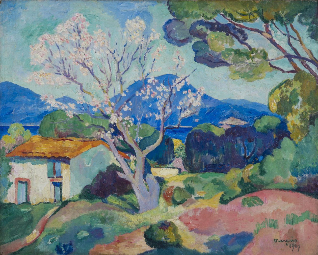 Çiçekli badem ağacı, 1907. by Henri Charles Manguin