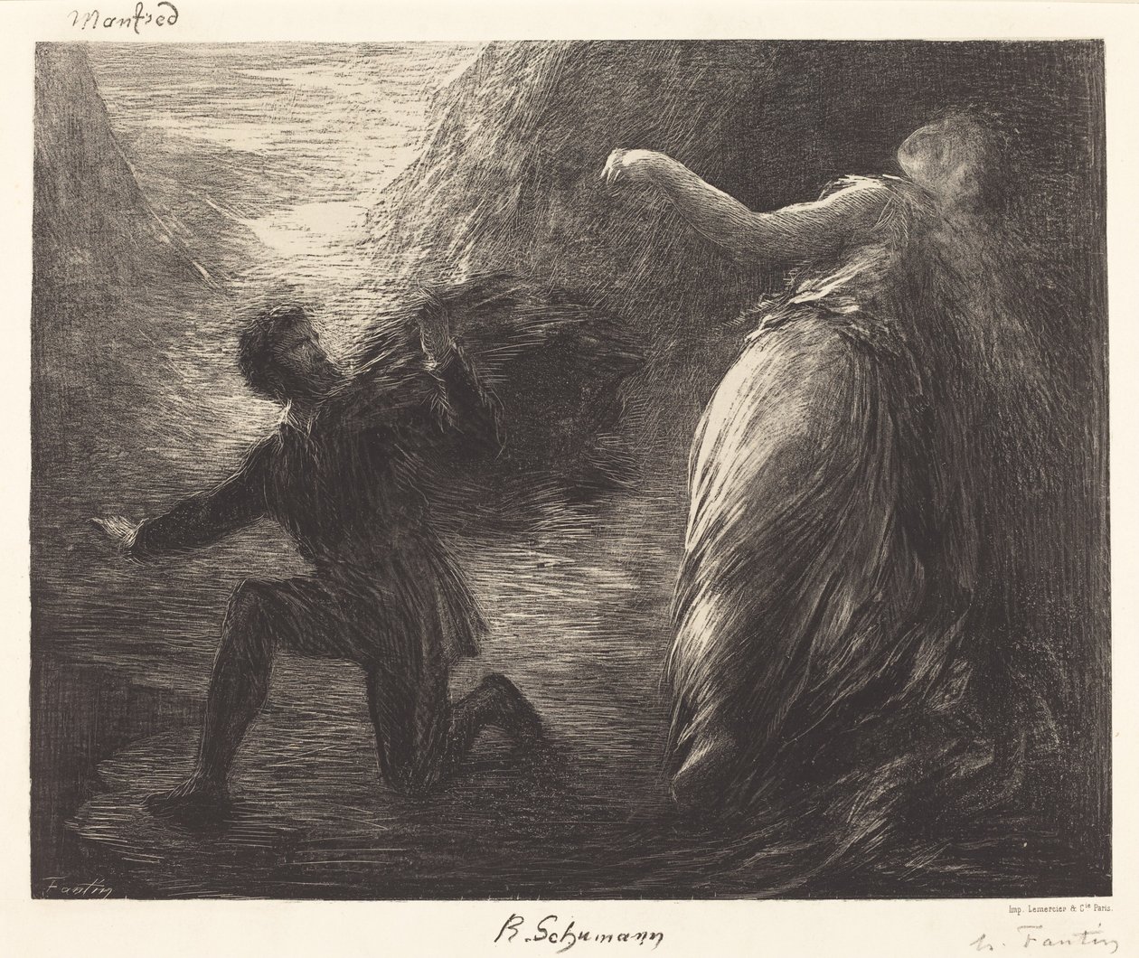 Manfred ve Astarte (1. plaka) by Ignace Henri Jean Fantin Latour
