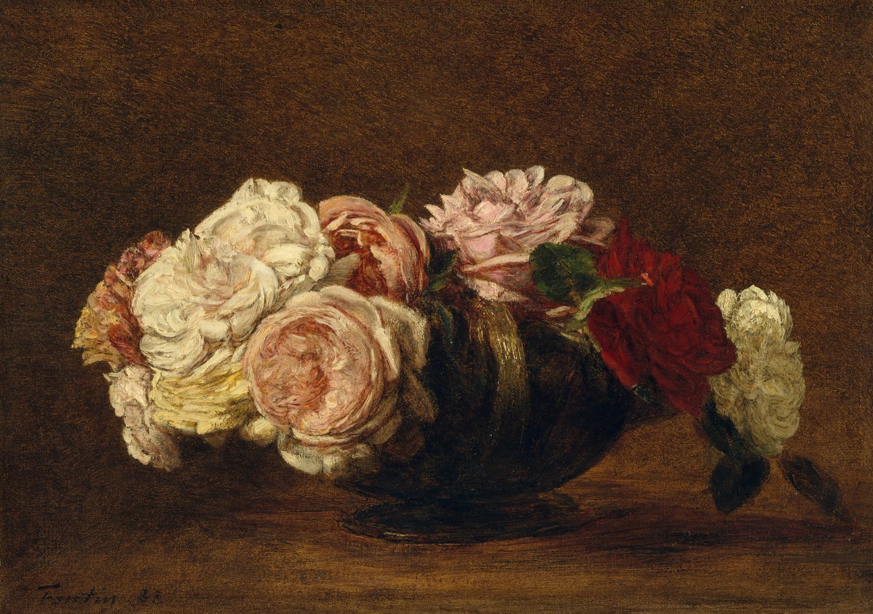 Kasedeki Güller, 1883. by Ignace Henri Jean Fantin Latour