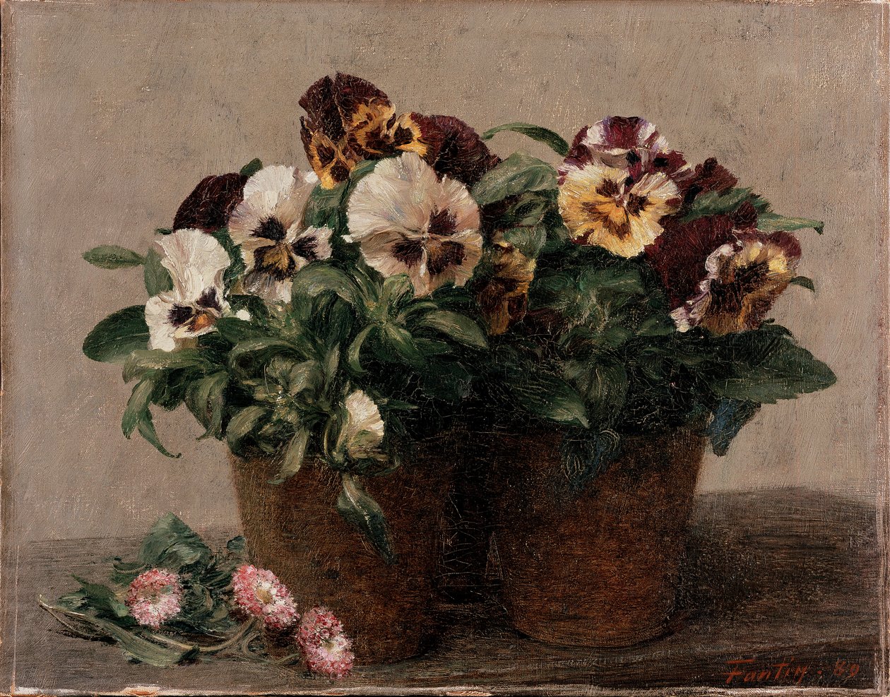 Natürmort: Hercai Menekşeler ve Papatyalar, 1880 by Ignace Henri Jean Fantin Latour