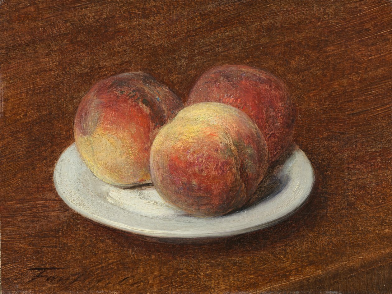 Bir tabakta üç şeftali by Ignace Henri Jean Fantin Latour