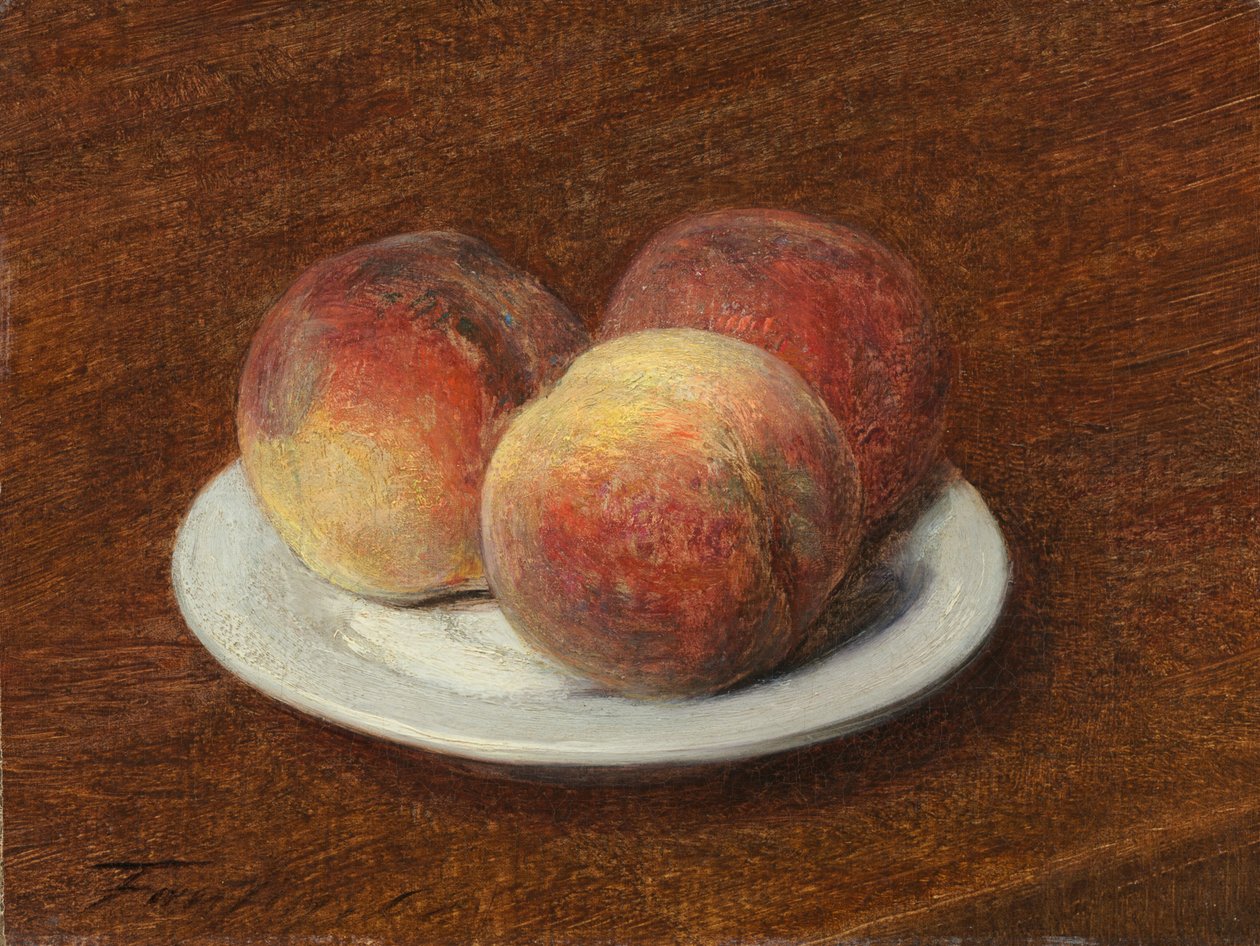 Bir tabakta üç şeftali by Ignace Henri Jean Fantin Latour