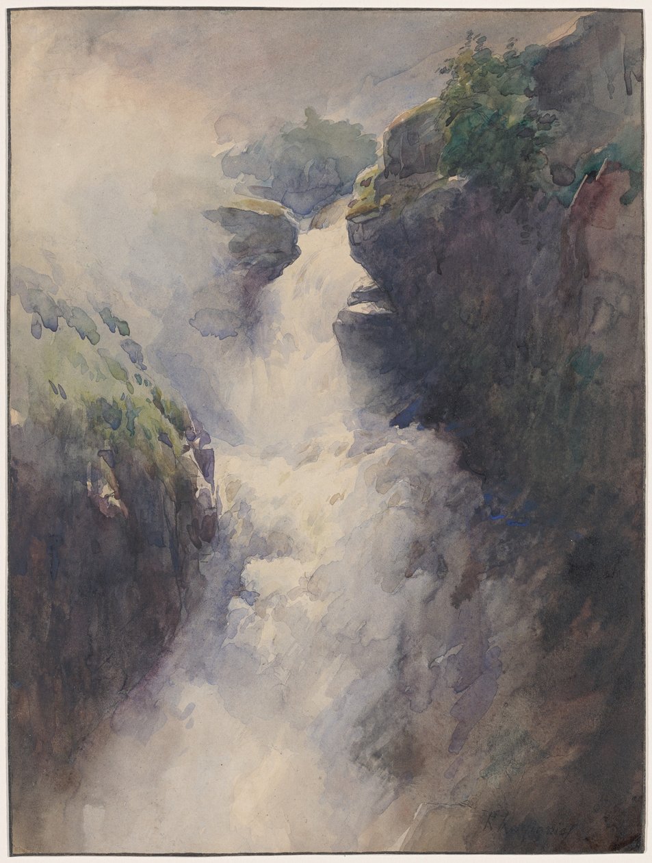 Dağlarda Bir Çağlayan by Henri Joseph Harpignies