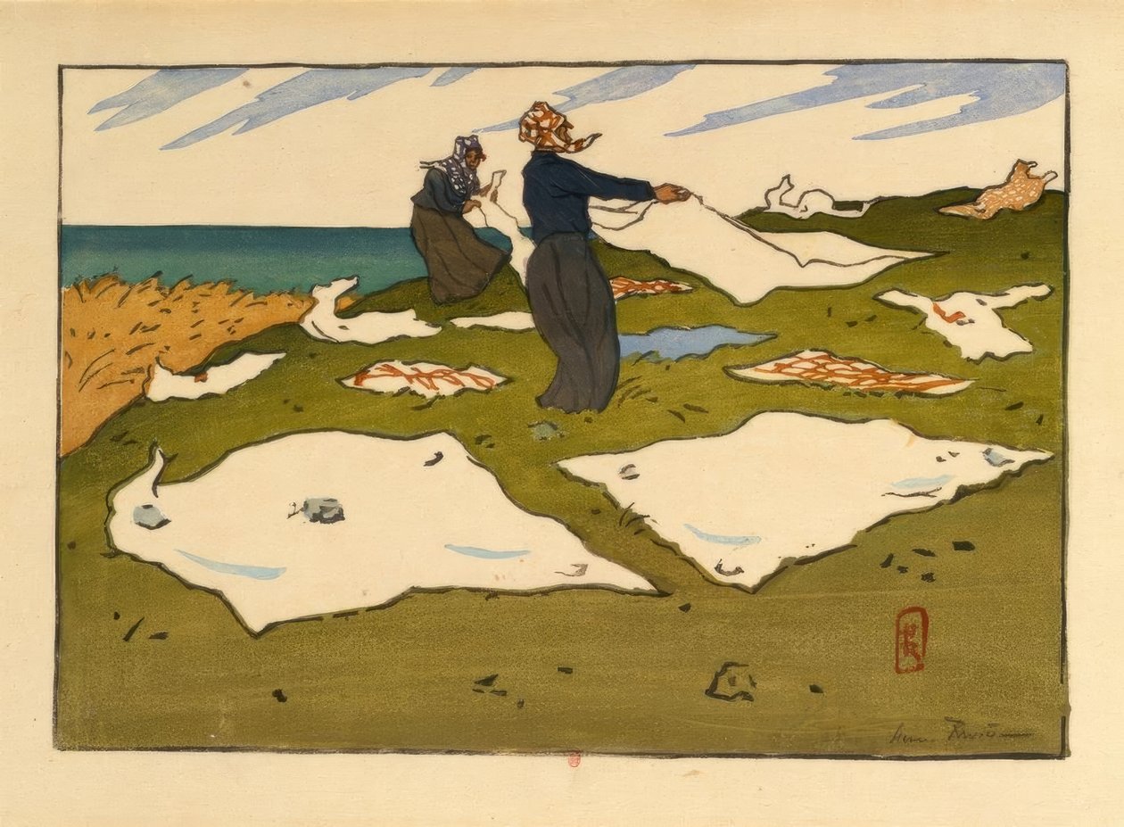 Kadın çamaşır kurutma (Saint-Briac) by Henri Rivière