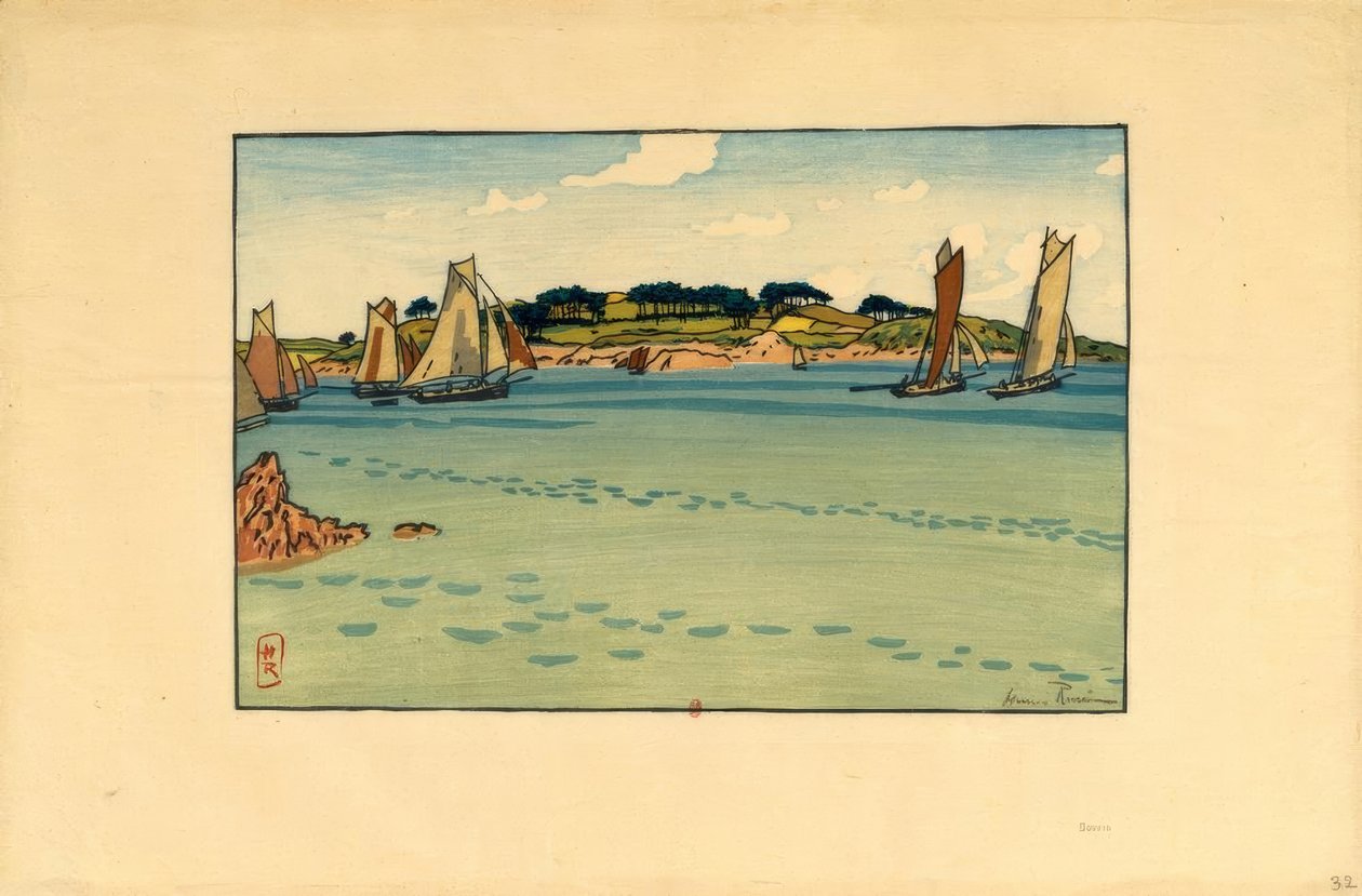 Henri Rivière, Gabares önde….. by Henri Rivière