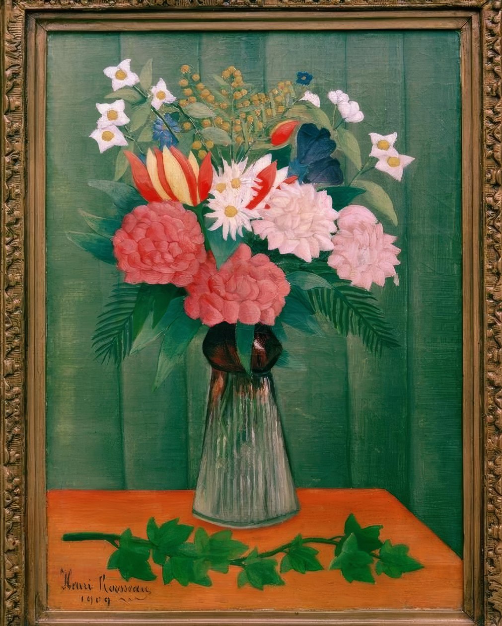 Sarmaşık dalında çiçek buketi by Henri Rousseau