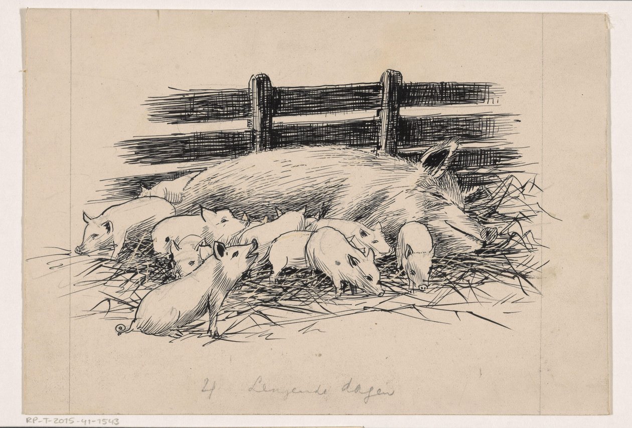 Domuz yavrularını emen domuz by Henri Verstijnen