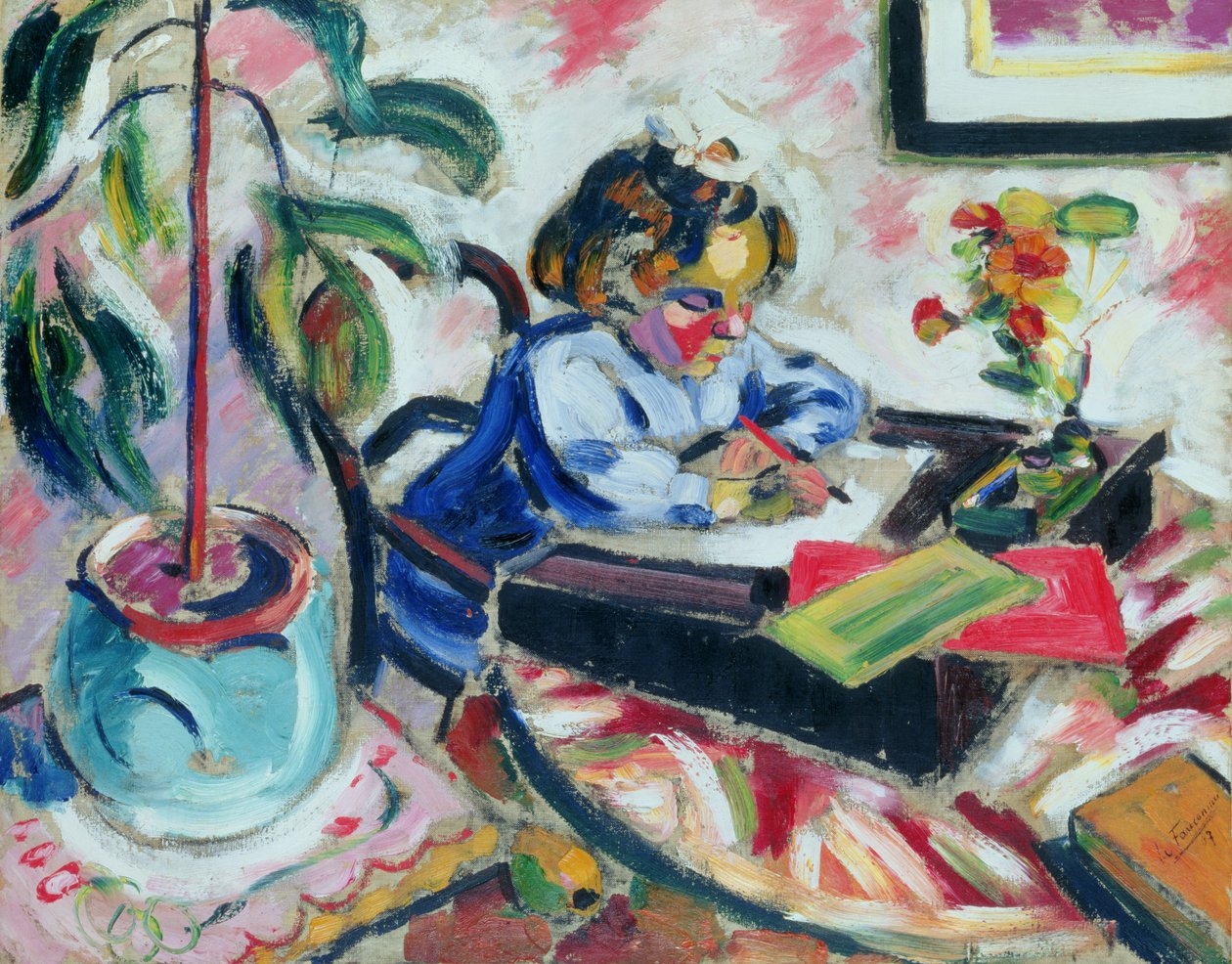 küçük kız öğrenci by Henri Victor Gabriel Le Fauconnier