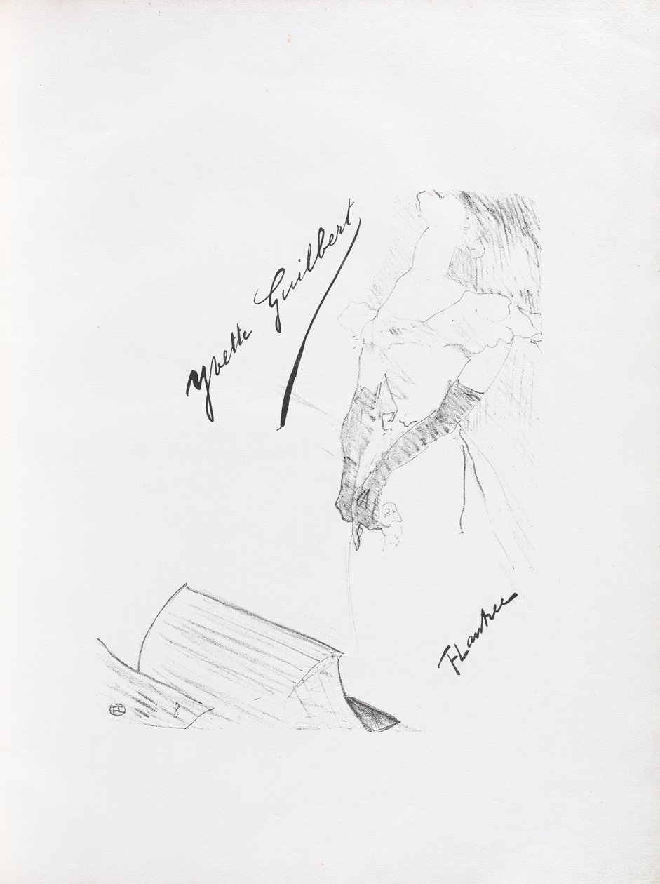 Yvette Guilbert-İngilizce Serisi: Frontispiece, 1898. by Henri de Toulouse Lautrec
