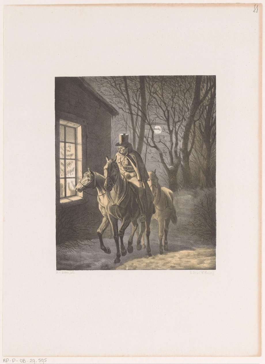 Atlı adam evin önünden geçiyor by Henri van Seben