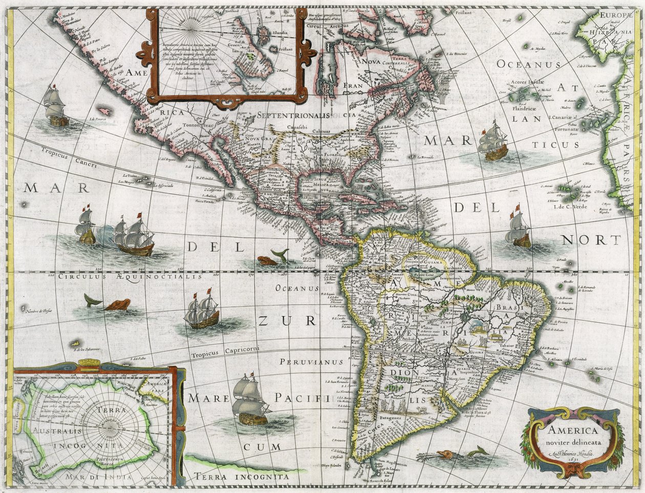Amerika Haritası, 1631 by Henricus Hondius II
