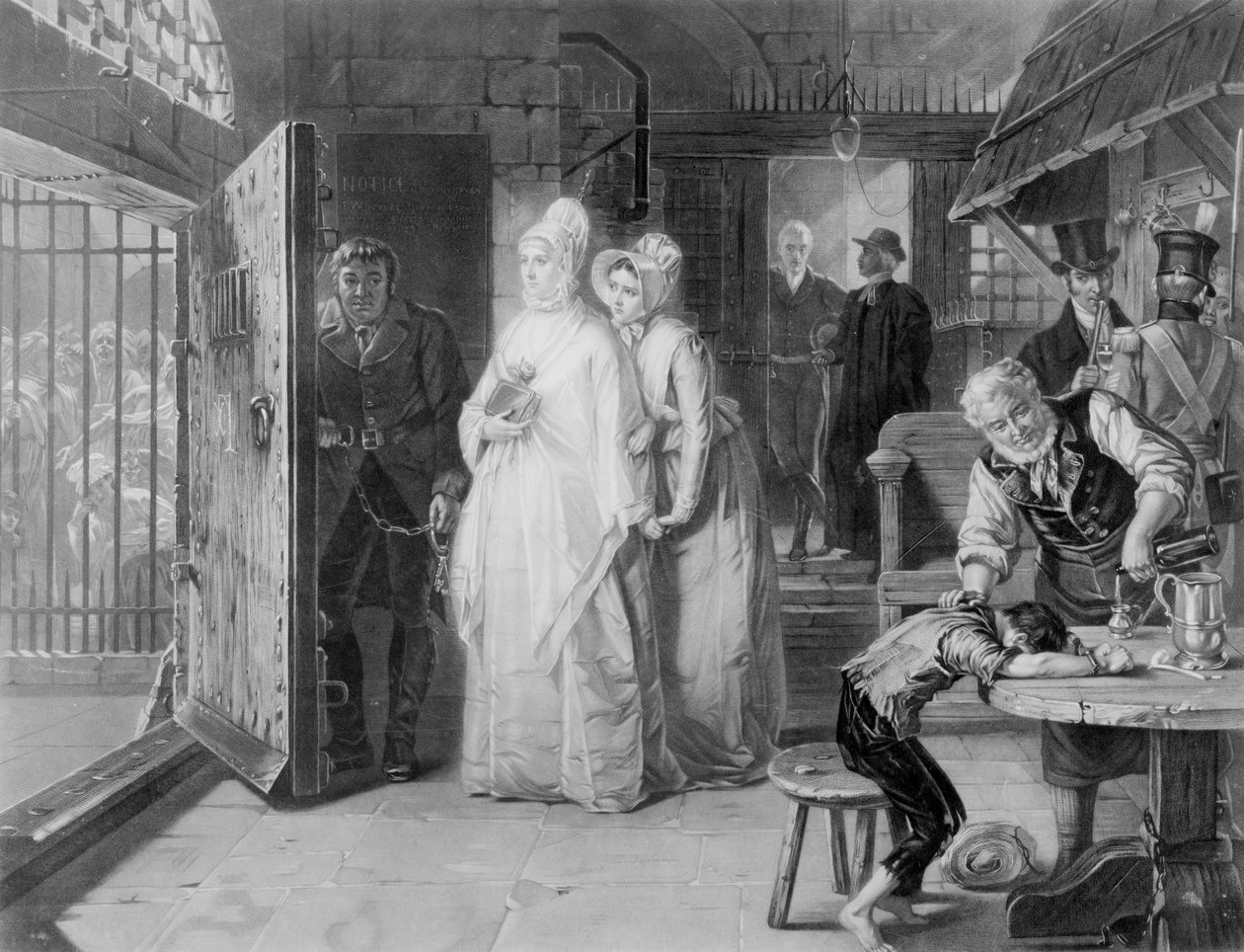 Bayan Fry, Newgate Hapishanesini ziyaret ediyor, 1893 by Henrietta Mary Ward