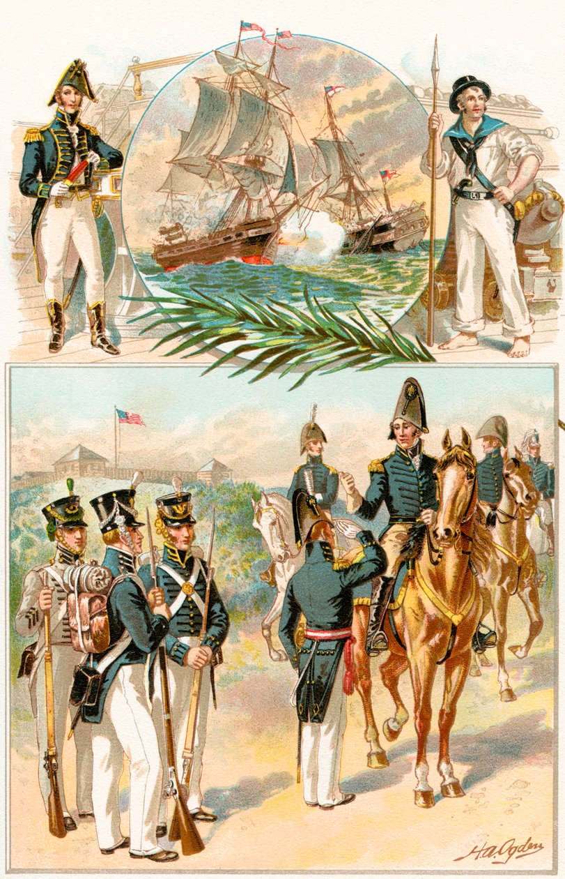 United States Army and Navy uniforms during the War of 1812, from The History of Our Country, published 1905  by Henry Alexander Ogden