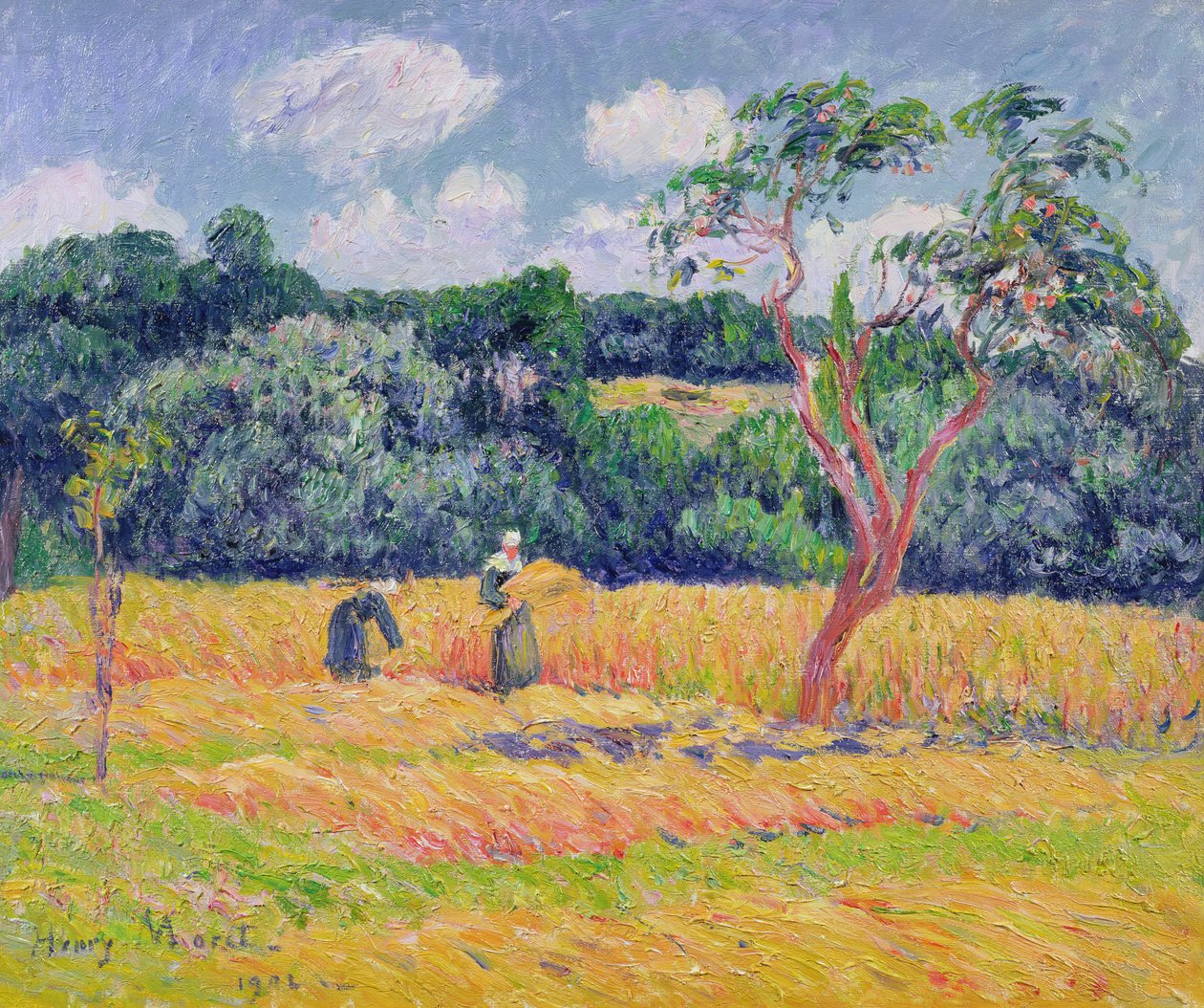 Bir buğday tarlası hasat rakamlar by Henry Moret