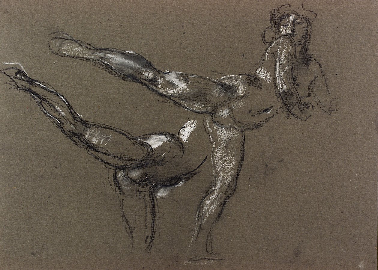 Çıplak Bir Kadının İki Çalışması (kağıt üzerinde tebeşir) by Henry Tonks