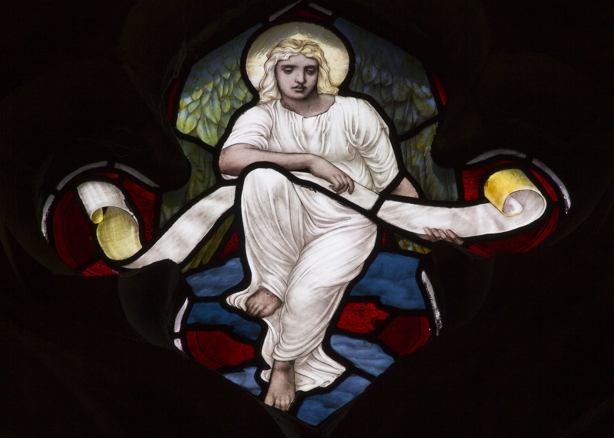 Quatrefoil Oyma Meleği, 1882 (vitray) by Henry Holiday