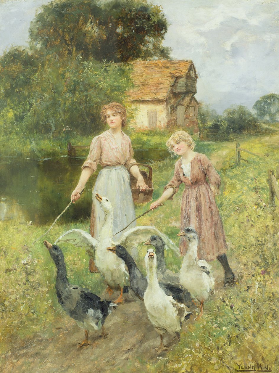 ಗರ್ಲ್ಸ್ ಹರ್ಡಿಂಗ್ ಗೀಸೆಟರ್ಕ್ by Henry John Yeend King