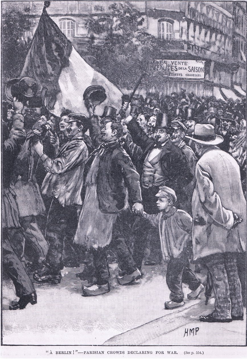 Bir Berlin Parisli kalabalık savaş ilan ediyor by Henry Marriott Paget