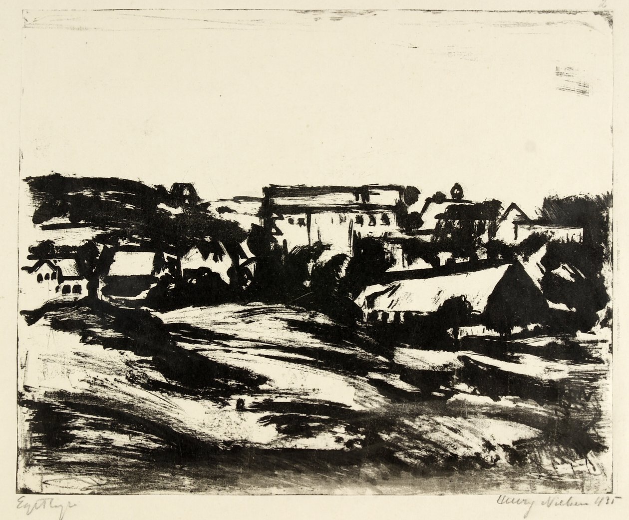 Evler ile tepelik manzara by Henry Nielsen