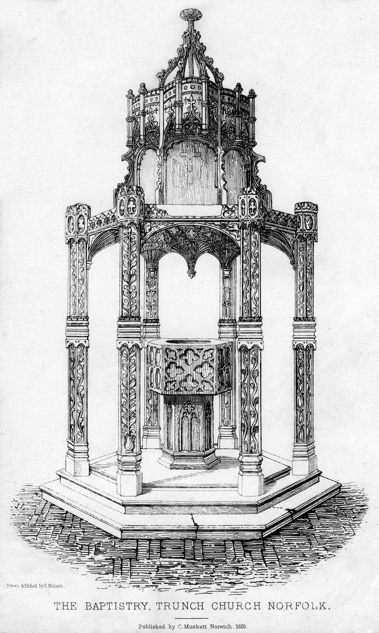 Vaftizhane, Trunch Kilisesi, Norfolk, 1855. by Henry Ninham