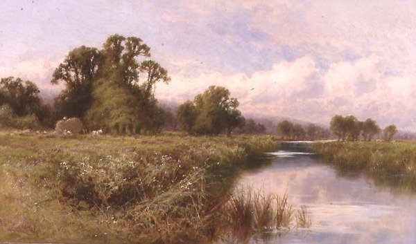Marlow-on-Thames yakınlarındaki Çayır Manzarası (tuval üzerine yağlı boya) by Henry Parker