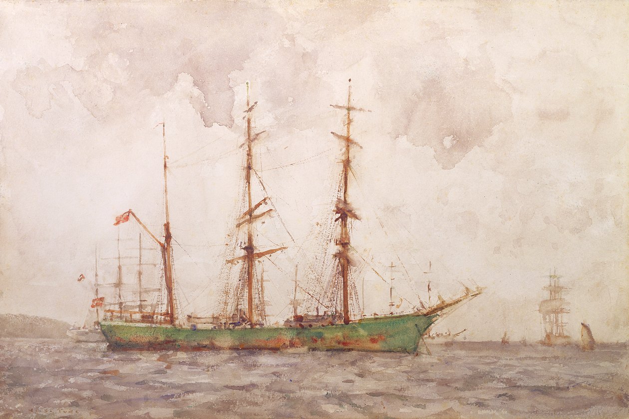 Danimarka Barque, Falmouth Limanı by Henry Scott Tuke