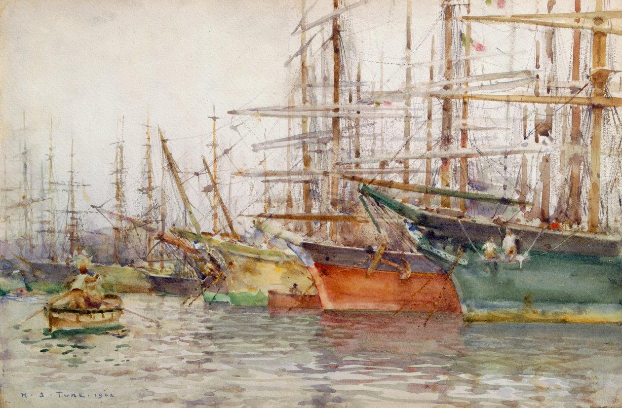 Genoa Harbour, 1904  by Henry Scott Tuke