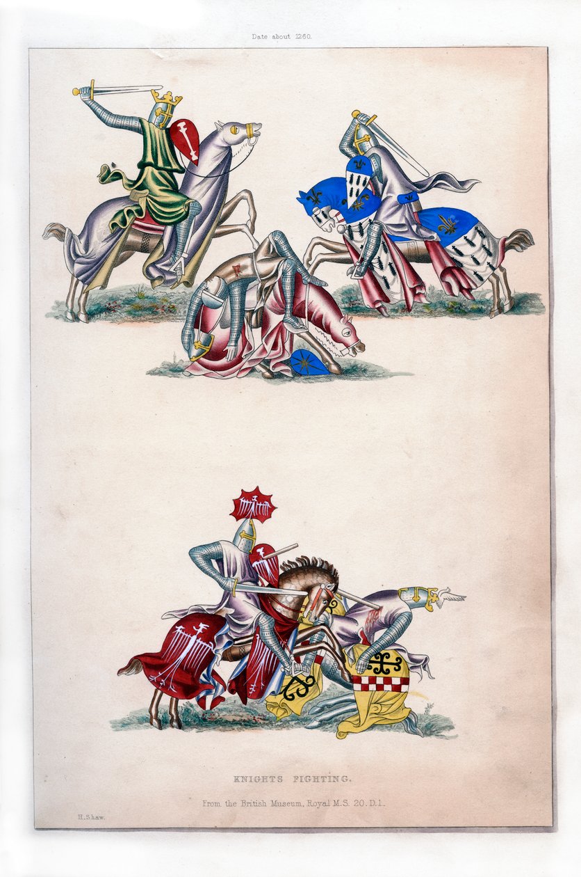 Savaşan şövalyeler, c1260, 1843. by Henry Shaw