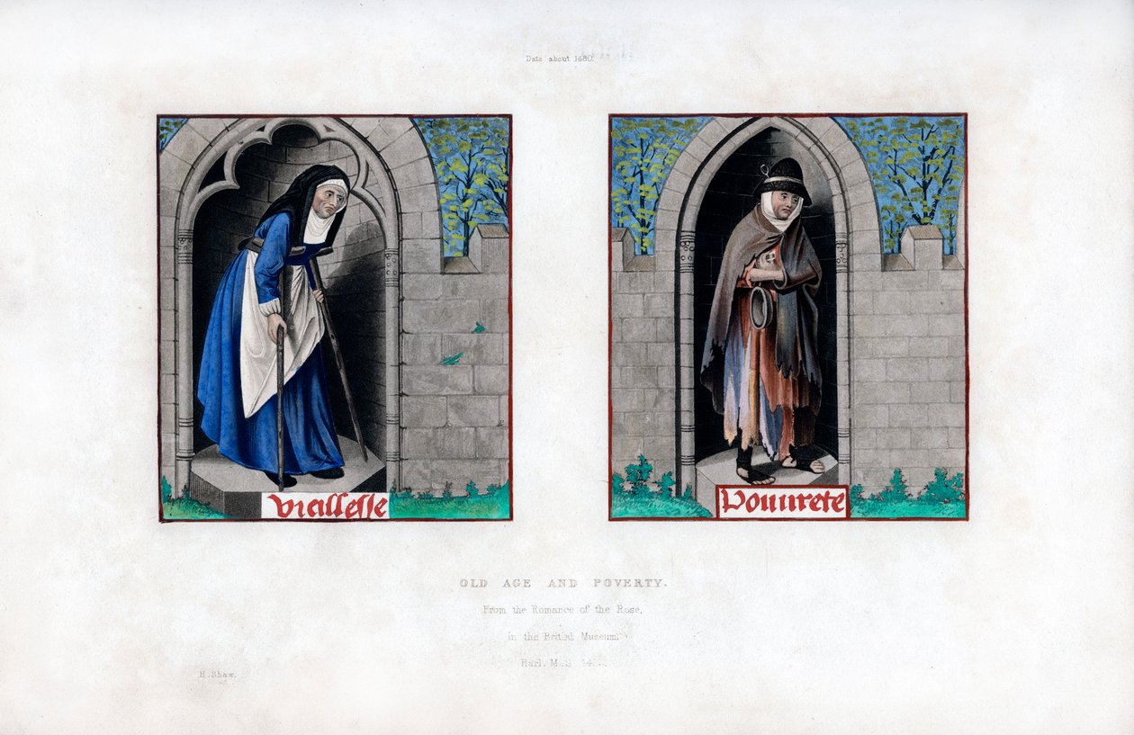 Yaşlılık ve Yoksulluk, c1480, 1843. by Henry Shaw