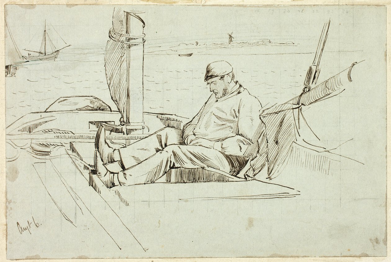 Yelkenlide Oturan Adam by Henry Stacy Marks