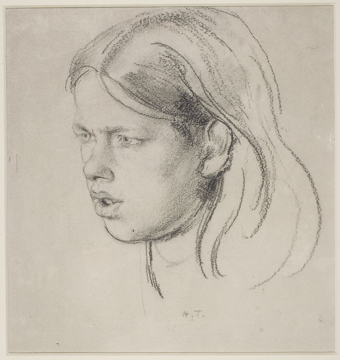 Bir Kızın Başı (kağıt üzerinde tebeşir) by Henry Tonks