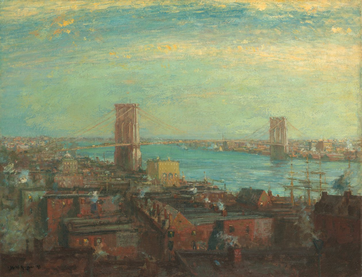 Brooklyn Köprüsü, 1899. by Henry Ward Ranger