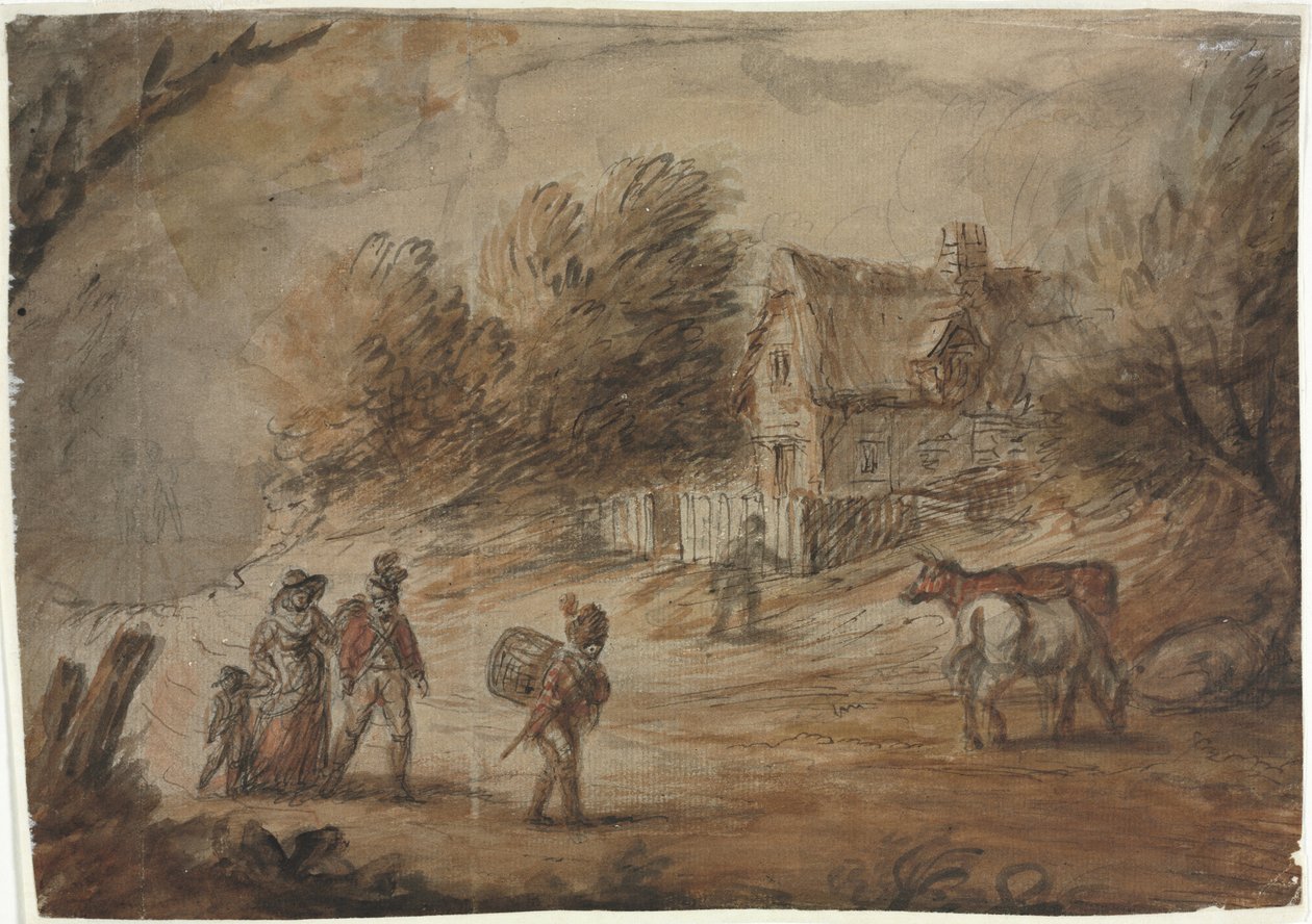 Askerlerle Ülke Sahnesi. by Henry William Bunbury