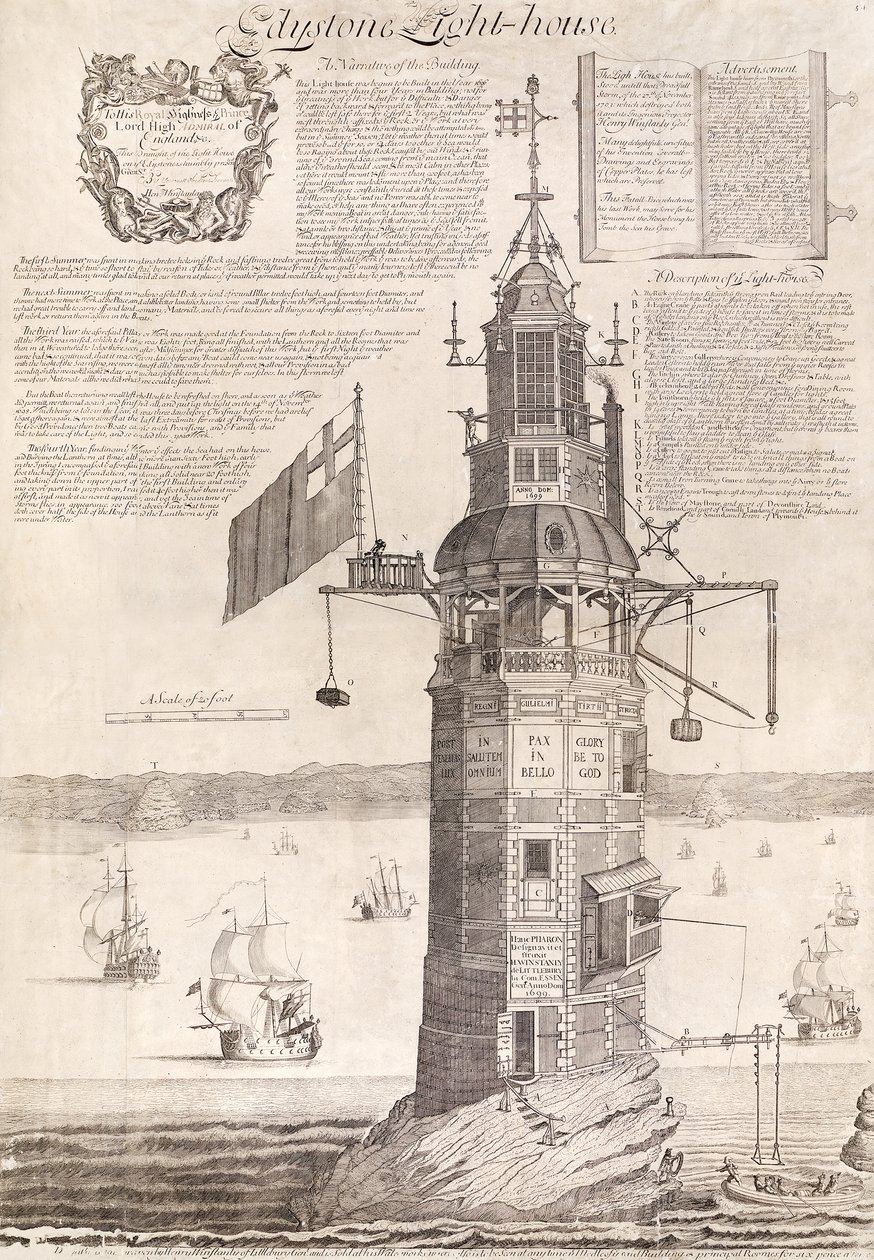 Eddystone Deniz Feneri, pub. C1762 by Henry Winstanley