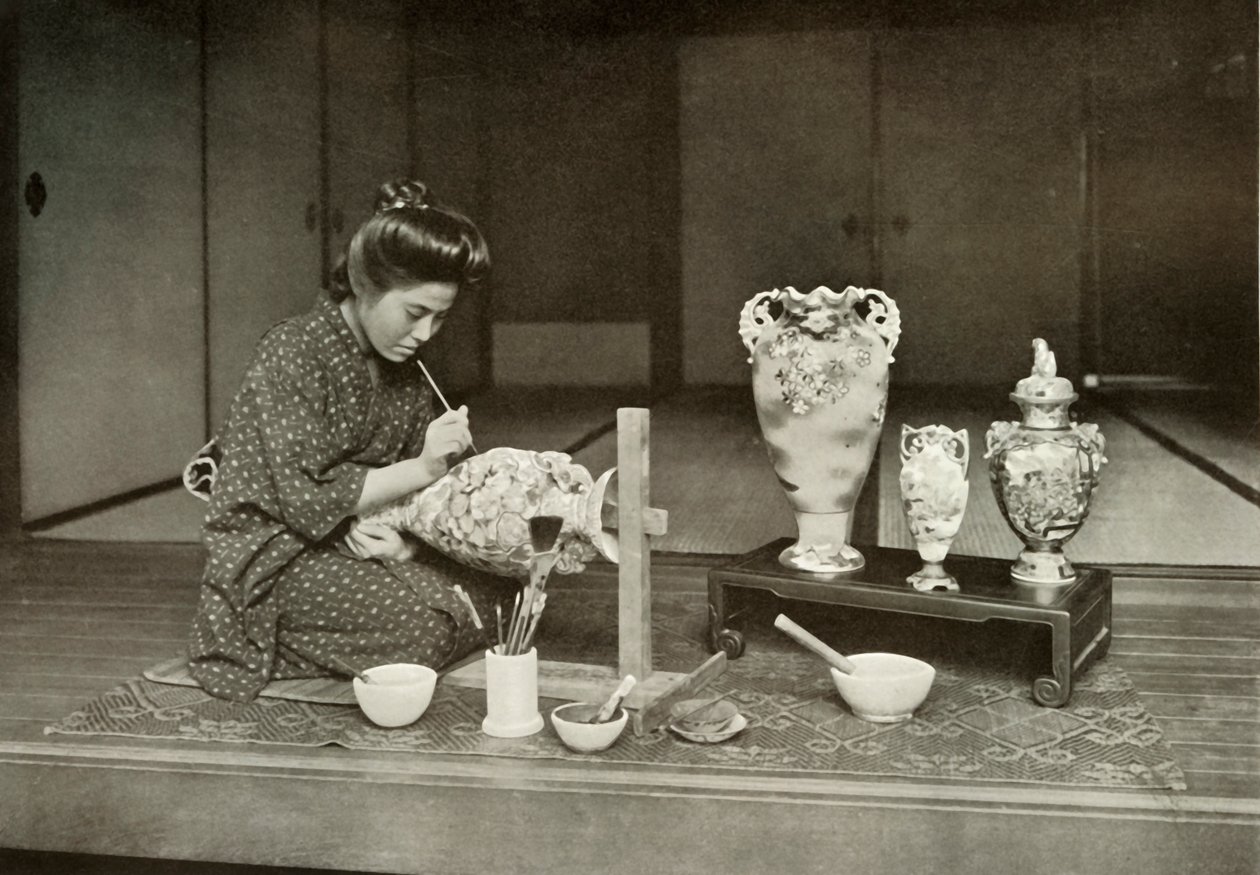 İhracat için Çömlek Boyama, 1910. by Herbert Ponting