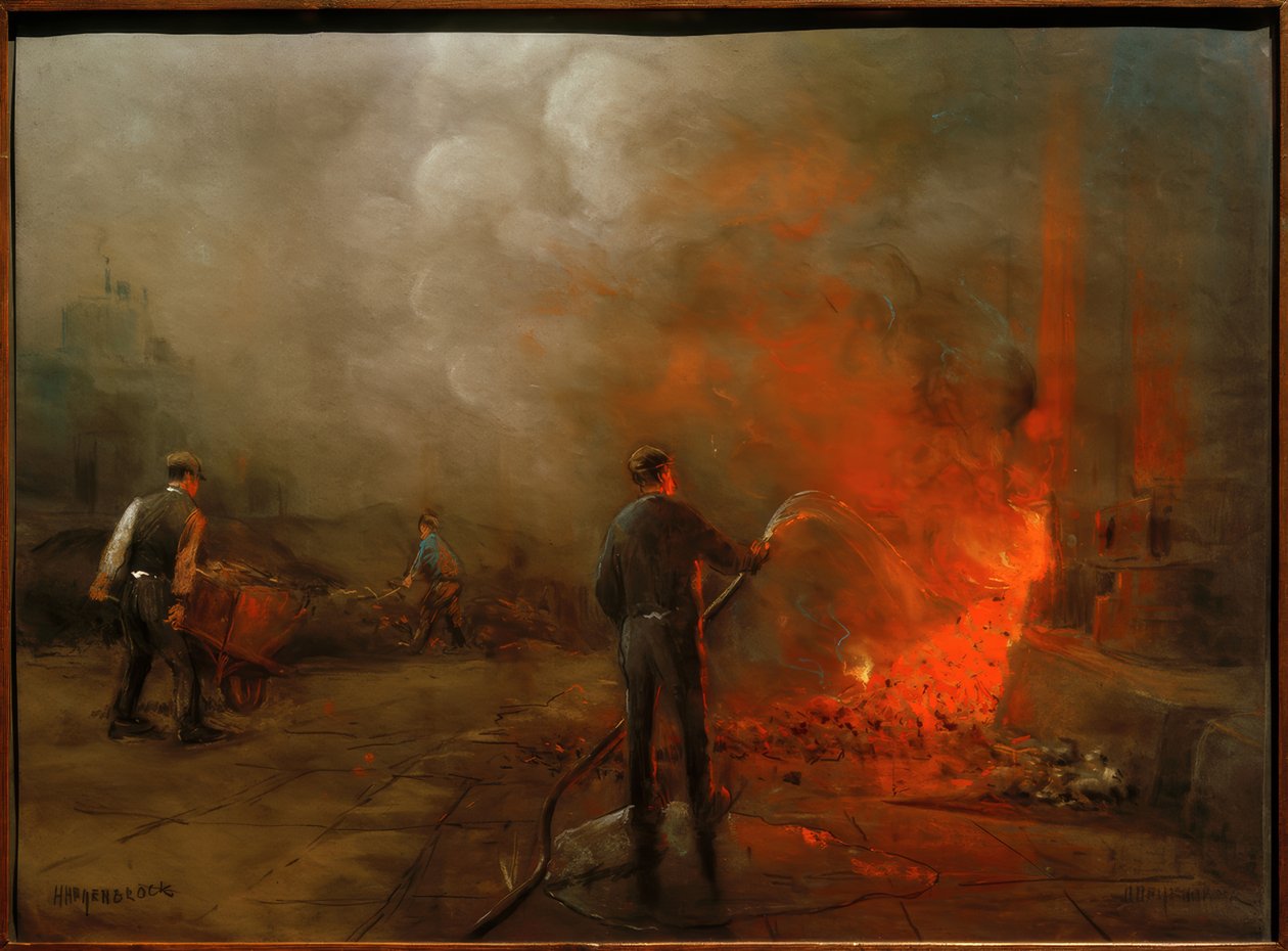 Bir fabrikada kokain söndüren işçiler by Herman Heijenbrock