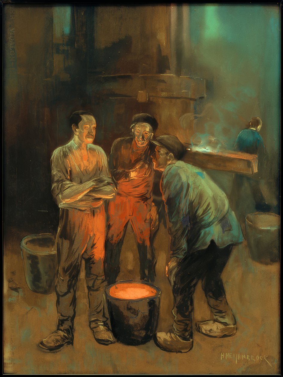 Dokunurken konuşan işçi by Herman Heijenbrock