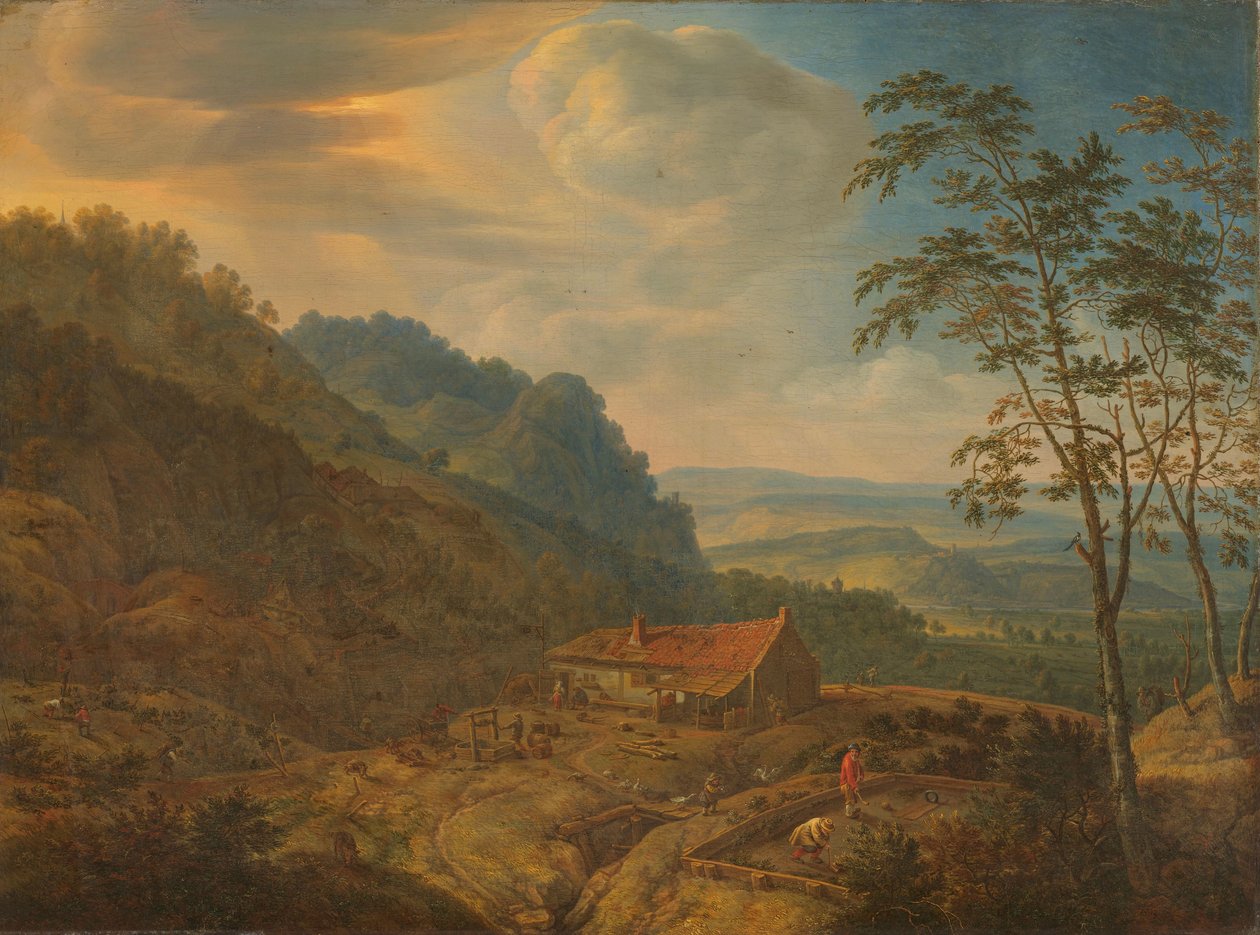 Çiftlik ile dağlık manzara by Herman Saftleven
