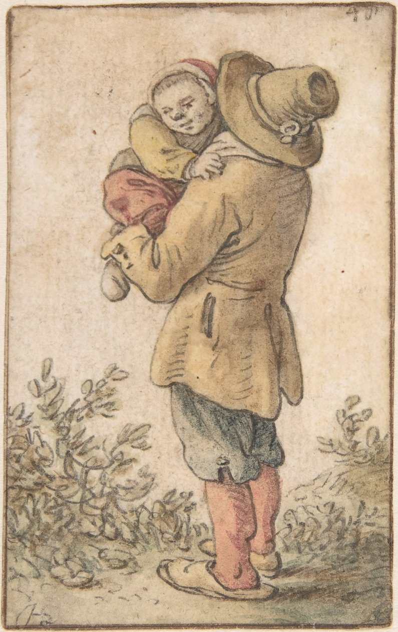 Çocuklu Köylü, 17. yüzyıl. by Herman Saftleven the Younger