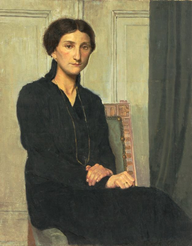 Siyah elbiseli genç bayan by Hermann Lange