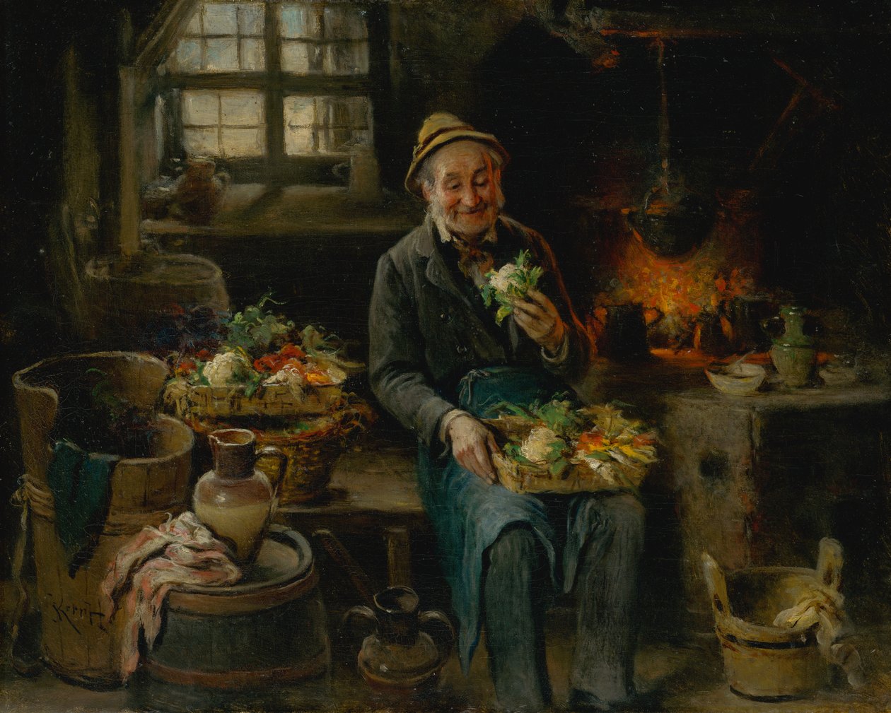 Mutfaktaki Yaşlı Adam, 1875. by Hermann Kern